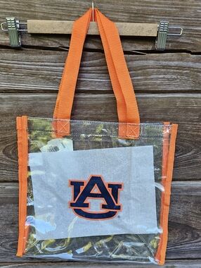 Auburn Tigers Clear Stadium Tote Bag Orange Handles NCAA Licensed